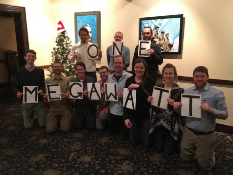 The OnSite Energy crew celebrating the holidays and the one megawatt benchmark